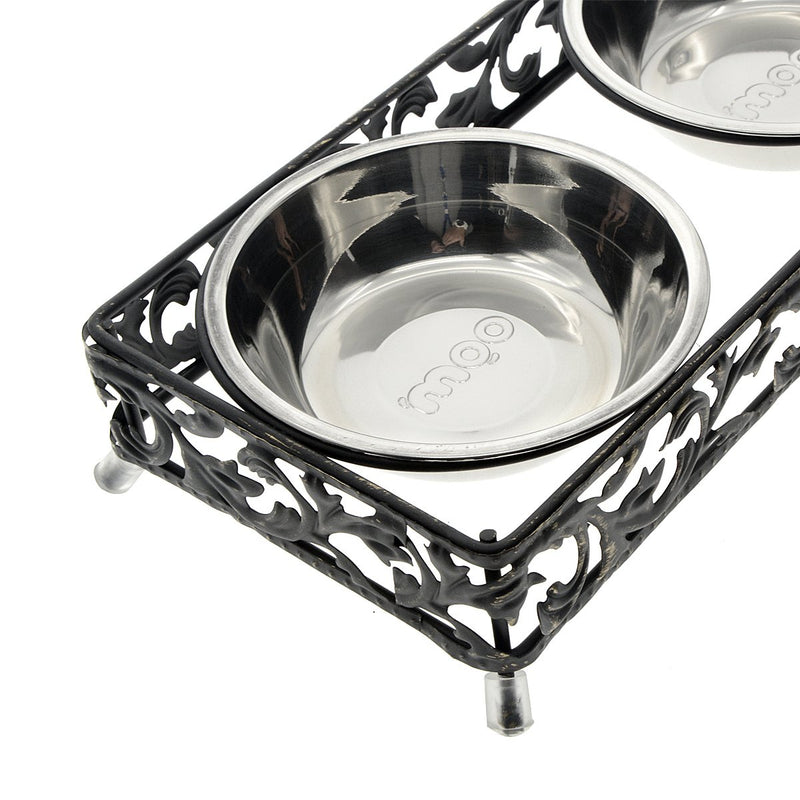 [Australia] - Saim Stainless Steel Raised Pet Bowls for Small Dogs and Cats Elevated Food and Water Bowls w Antique Metal Stand 