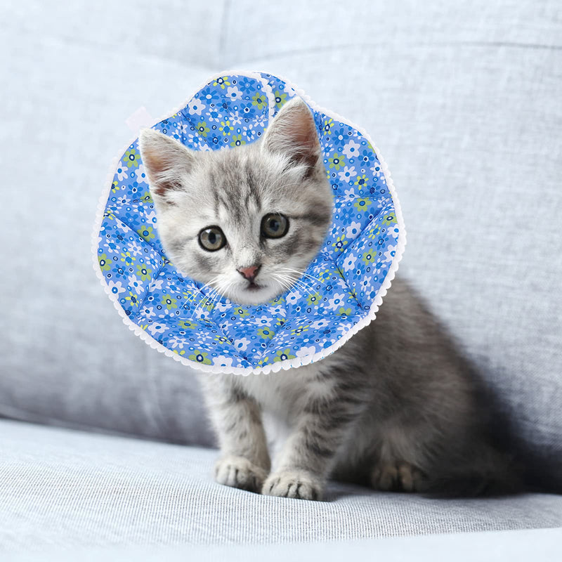 TIESOME Cat Collar Adjustable 6.7-9inch Kitten Recovery Collars Small Dog Cat Post-Surgery Soft Recovery Pet Cone Collar Anti-Bite/Lick Cat Dog Health (Blue) - PawsPlanet Australia