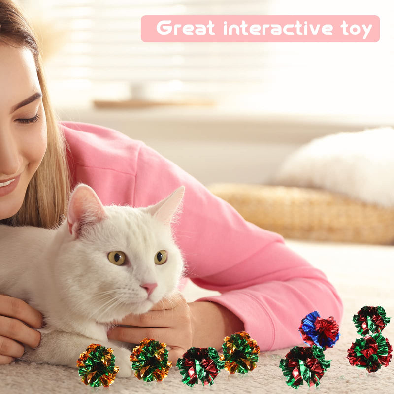 60 Pcs Cat Toys Balls Set 50 Pcs 1.2 Inch Color Cat Pompom Balls 10 Pcs 2.2 Inch Crinkle Balls Cat Toy Balls Cat Balls PET Cat Toy Ball Toy Cat Furry Interactive Toy Balls Christmas Balls Party Ball - PawsPlanet Australia