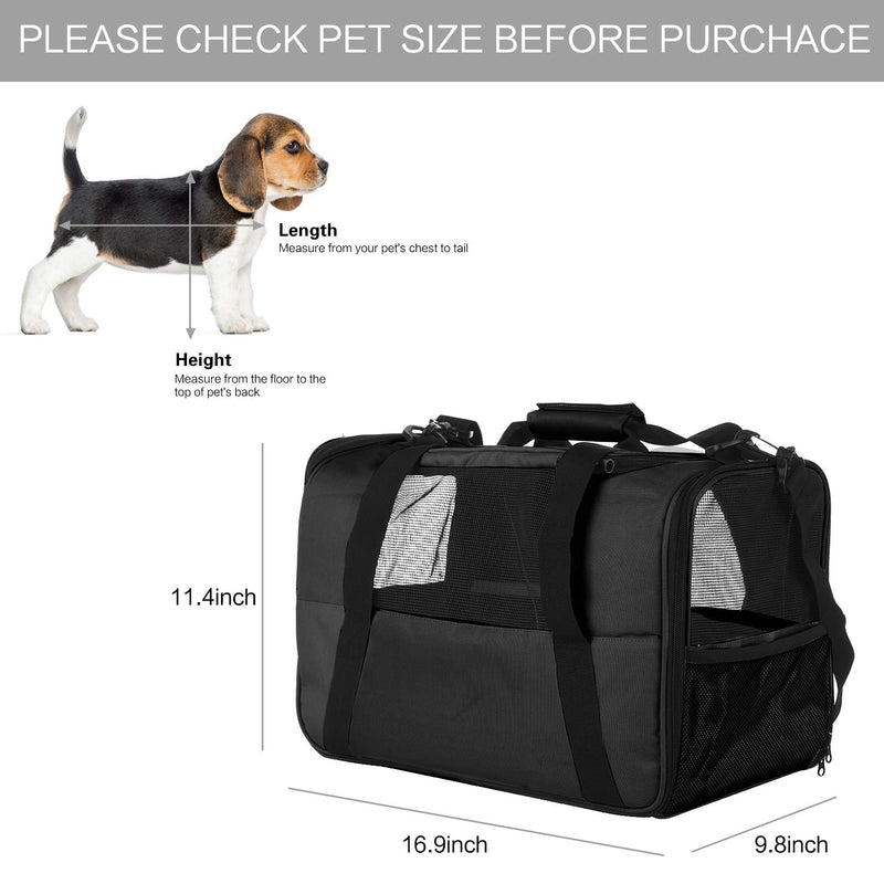 NAT Dog Carrier Cat Carrier Pet Carrier, Airline Approved Dog Carrier with Mesh Window, Breathable, Collapsible, Soft-Sided, Escape Proof, Easy Storage, Best for Small Medium Cats Dogs Black - PawsPlanet Australia