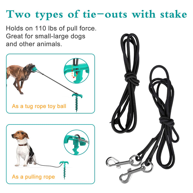 [Australia] - JOEJOY Outdoor Dog Toys with Tie Out Stake Molar Ball, Interactive Dog Tug Toy Puppy Rope Chew Toy Rubber Ball Teething Clean for Small Medium Large Dogs Yard Camping Outside 