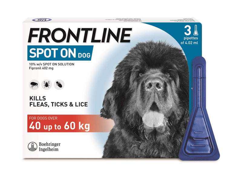 FRONTLINE Spot On Flea & Tick Treatment for Extra Large Dogs (40-60 kg) - 3 Pipettes & Spot On Flea & Tick Treatment for Small Dogs (2-10 kg) - 3 Pipettes - PawsPlanet Australia