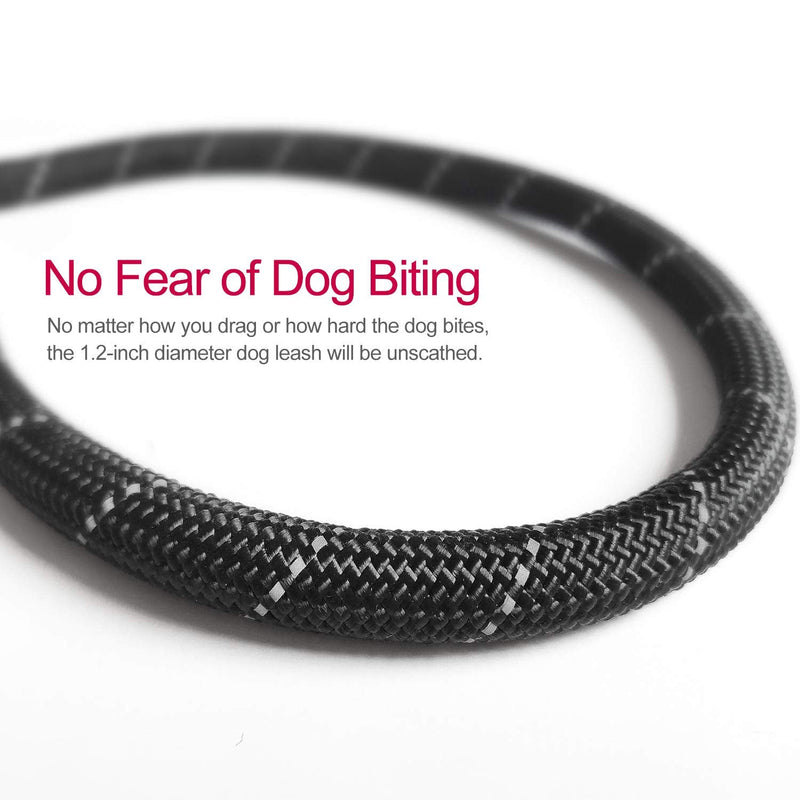 VLDCO 10ft Dog Leash Extra Heavy Duty Climbing Rope Comfortable Padded Handle Highly Reflective Threads for Small Medium Large Dogs 1/2" Diameter (Black) Black Black - PawsPlanet Australia