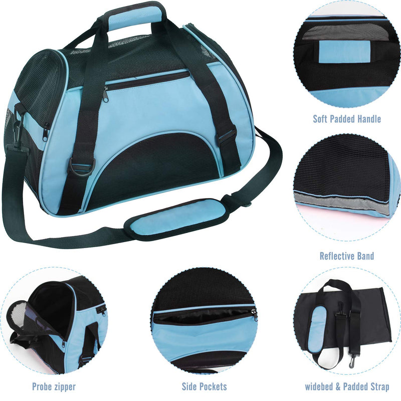 DAWOO Cat Carrier Airline-Approved Travel Pet Carrier,Dog Carrier,Suitable for Small and Medium-Sized Cats and Dogs (43 * 20 * 28cm,Blue) 43*20*28cm,Blue - PawsPlanet Australia