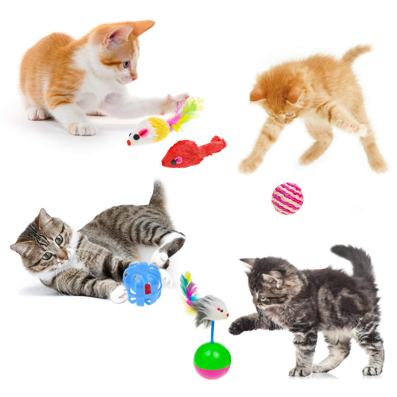 Malier 20 PCS Cat Kitten Toys Set, Collapsible Cat Tunnels for Indoor Cats, Interactive Cat Feather Toy Fluffy Mouse Crinkle Balls Toys for Cat Puppy Kitty Kitten Rabbit A-Rainbow - PawsPlanet Australia