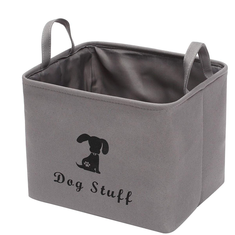 Canvas dog toy box, dog toy basket, pet food storage - Perfect for organizing pet toys, blankets, leashes, coats, bone and food - Grey Crey - PawsPlanet Australia