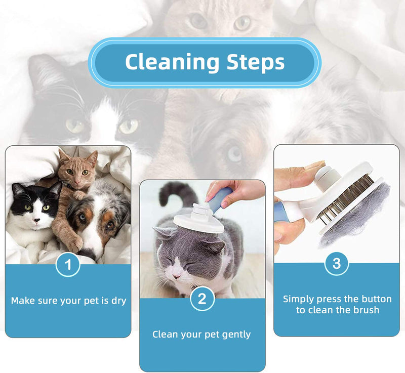 [Australia] - Cat Hair Brush Pet Grooming Brush, Dog Shedding Brush for Short Hair Dogs, Self Cleaning Slicker Brush Tool for Pet, Removes Tangles, Loose Hair 