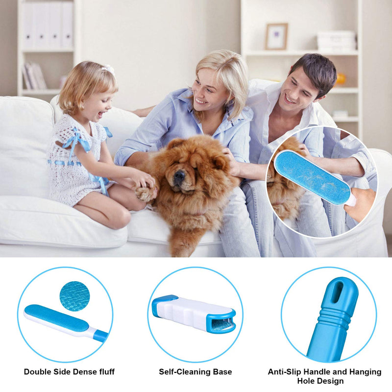 CPSYUB Pet Hair Remover, 2 in 1 Double-Sided Dog/Cat Lint Brush with Self-Cleaning Base, Pet Hair Roller for Pet Hair Fur Remover for Furniture, Clothing Blue - PawsPlanet Australia