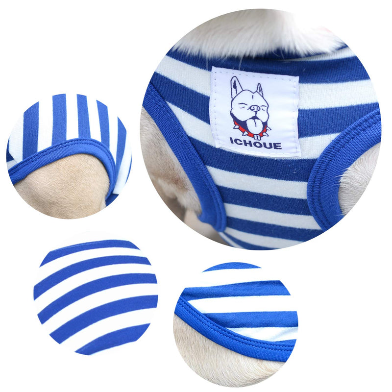 iChoue Striped Dog T Shirts Clothes Vest Tank Top Large Plus (Pack of 1) Stripes of Blue and White - PawsPlanet Australia