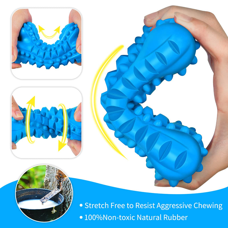 Dog Toys for Aggressive Chewers Large Breed, Durable Dog Chew Toy, Nearly Indestructible Dog Toys for Large Dogs, Tough Natural Rubber Puppy Chew Toys for Medium Dog Teeth Cleaning Blue Bone - PawsPlanet Australia