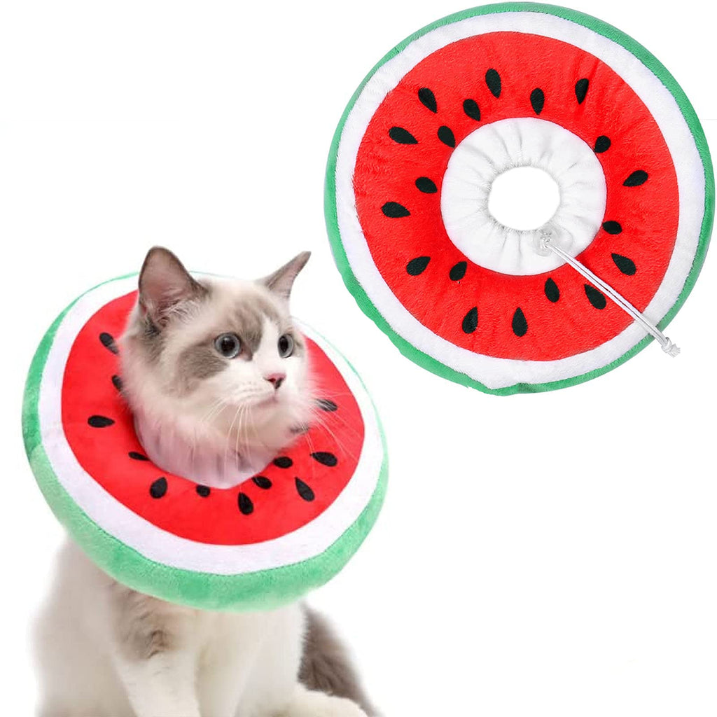 Crazy Bean Post-Operative Protective Collar for Cats Soft Adjustable Safe and Comfortable Cute Elizabethan Kitten Collar M Watermelon - PawsPlanet Australia