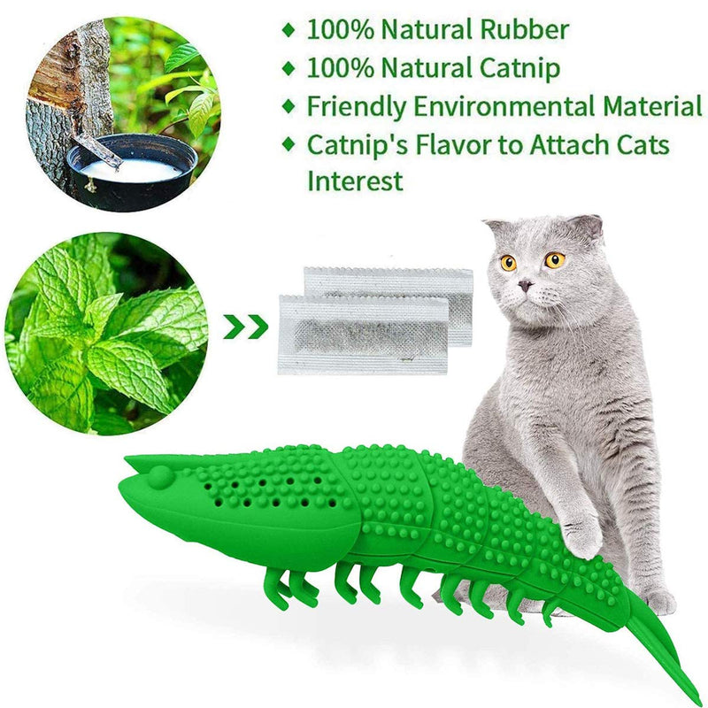 BDUK Cat Catnip Toys, Interactive Cat Toothbrush Chew Toy Refillable Natural Rubber Bite Resistance Lobster Shape Toys for Teeth Cleaning Dental Care for Kitten Cats Playing Chewing - PawsPlanet Australia