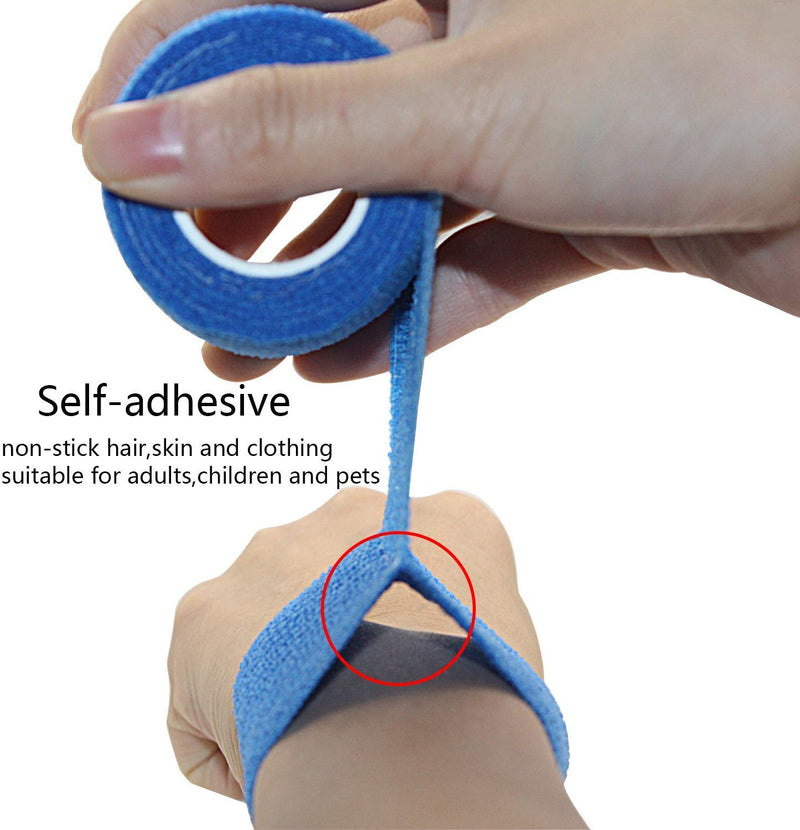Risscly 7.5cm cohesive Bandages Adhesive Bandage Vet wrap Medical Tape Sticky Bandage (Blue, 12 Rolls) Blue - PawsPlanet Australia