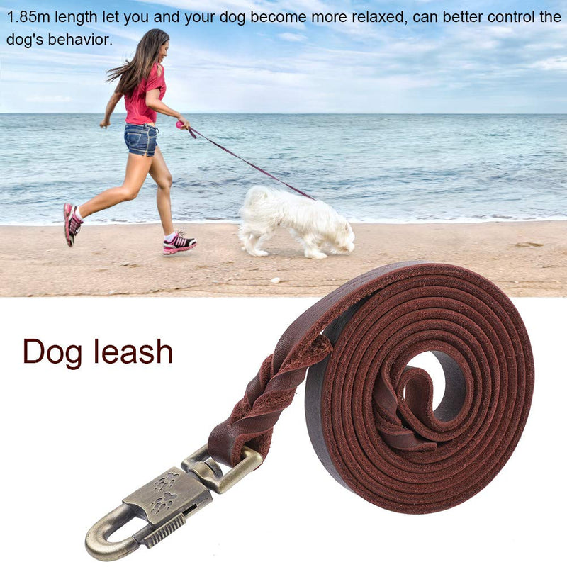 Pssopp Leather Dog Leash Soft Braided Dog Training Leash Strap Handmade Heavy Duty Pet Training and Walking Lead Rope for Large Medium Dogs - PawsPlanet Australia