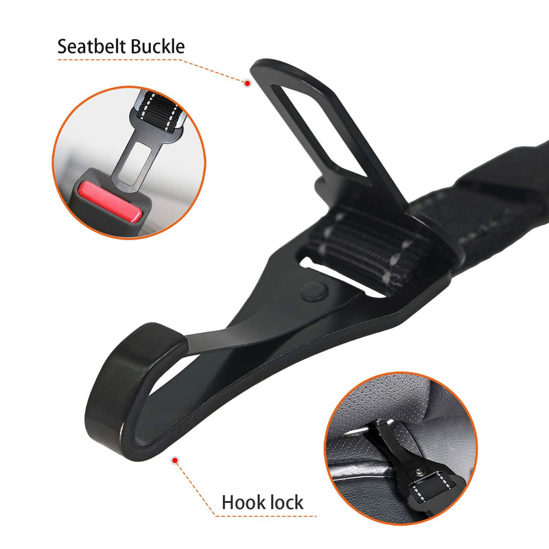 [Australia] - TEAYPET Dog car Seat Belt | Pet Safety Belt for Travel and Daily Use,Equipped with Adjustable,Durable Nylon Harness and Restraint Lockable Swivel Carabiner. Black 