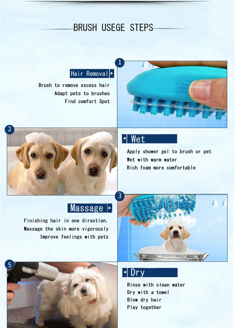 Pet Bath Brush Soothing Massage Shampoo Brush with Fur Catching Screen for Dog Cat Small Animals Washing Massaging (Blue) Blue - PawsPlanet Australia