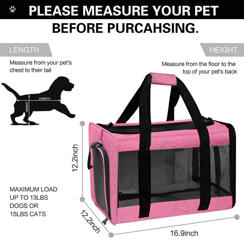 VIEFIN Pet Carrier for Small Medium Cats Dogs,Airline Approved Small Dog Carrier Collapsible Medium Cat Carriers Soft-Sided, Pet Travel Carrier for 16 lbs Cats Dogs Puppies Kitten Berry Red - PawsPlanet Australia