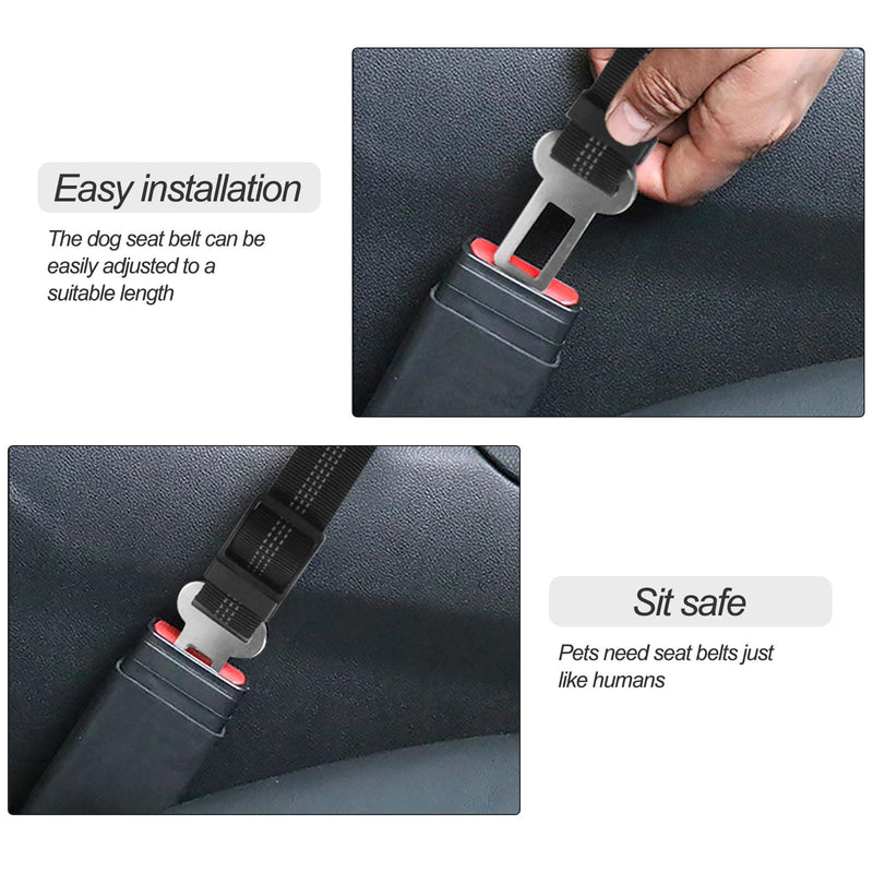 Redamancy dog seat belt for car, 1 piece adjustable seat belt, dog seat belt for car, dog seat belt with elastic shock absorption and strong carabiners, for dogs and cats. Maximum size 75CM - PawsPlanet Australia