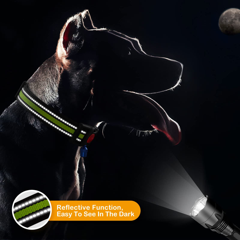 Extodry Padded Reflective Dog Collar with Safety Buckle - Breathable Soft Comfy and Adjustable Pet Collars for Puppy Dogs(XS),Personalised Pet Gifts Accessories,Supplies,Stuff,Black&Green XS-(8"-12") - PawsPlanet Australia