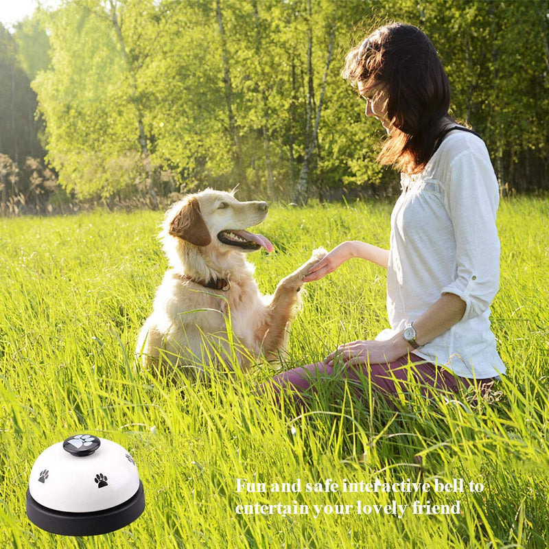 JULUCLKJ 2 Pack Pet Training Bells, Pet Doorbells Interaction Bell with Non-Skid Rubber Base and Dog Training Clicker for Potty Toilet Training and Eating Communication With Training Clicker White - PawsPlanet Australia