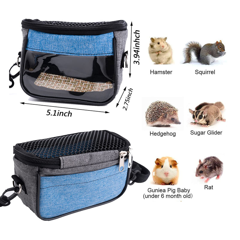 Fansisco Hamster Carrier Bag Small Animal Portable Outgoing Bag for Small Pets, Rats, Gerbils, Squirrels, Sugar Glider Transport Pouch with Breathable Mesh Top, Back Pocket, Shoulder Straps - PawsPlanet Australia