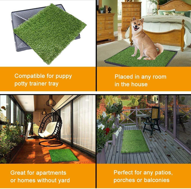 Puppy Potty Pad Grass Mat, Dog Grass Pee Pads, Artificial Turf Pet Grass Mat Replacement for Puppy Potty Trainer Indoor/Outdoor Use - Set of 2 (51 x 63 cm) 51x63 cm (Pack of 2) - PawsPlanet Australia