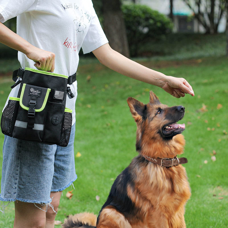 BRIVILAS Dog Treat Pouch Pet Training Bag for Small to Large Dogs Multi-Purpose Portable Puppy Treat Pouch Adjustable Waistband & Poop Bag Dispenser Dog Training Pouch for Walking Hiking (Black) Black - PawsPlanet Australia