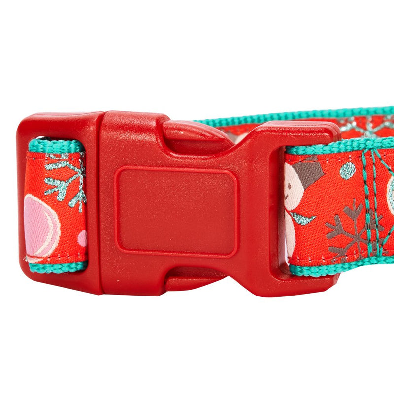 [Australia] - Blueberry Pet 20+ Patterns Christmas Festival Dog Collar Collection - Collars and Accessories for Dogs, Matching Lanyards for Pet Lovers Collar - (14.5"-20") Neck * 3/4" Wide Snowman Making 