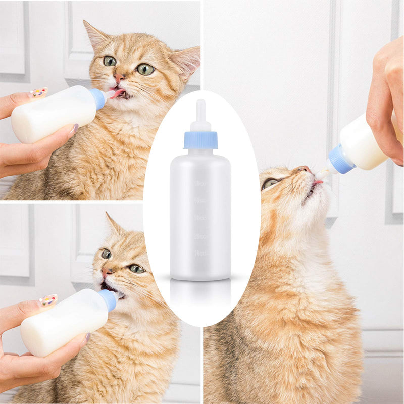 KroY PecoeD Pet Feeding Bottle Kit, Dog Cat Puppy Milk Feeding Bottle, With Replacement Nipples and Cleaning Brushes 50ml Pet Bottle Set, for Kitten Puppy Small Pet Feeding Tool - PawsPlanet Australia