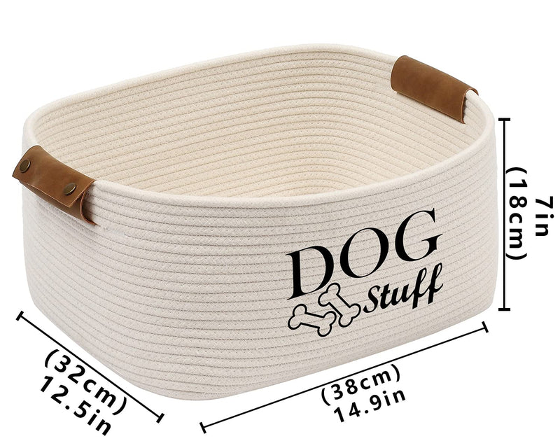 Durable Cotton rope dog toy storage, large dog bin, pet bed, puppy toy box - Perfect for organizing pet toys, blankets, leashes, clothing and any doggie stuff - Beige - PawsPlanet Australia