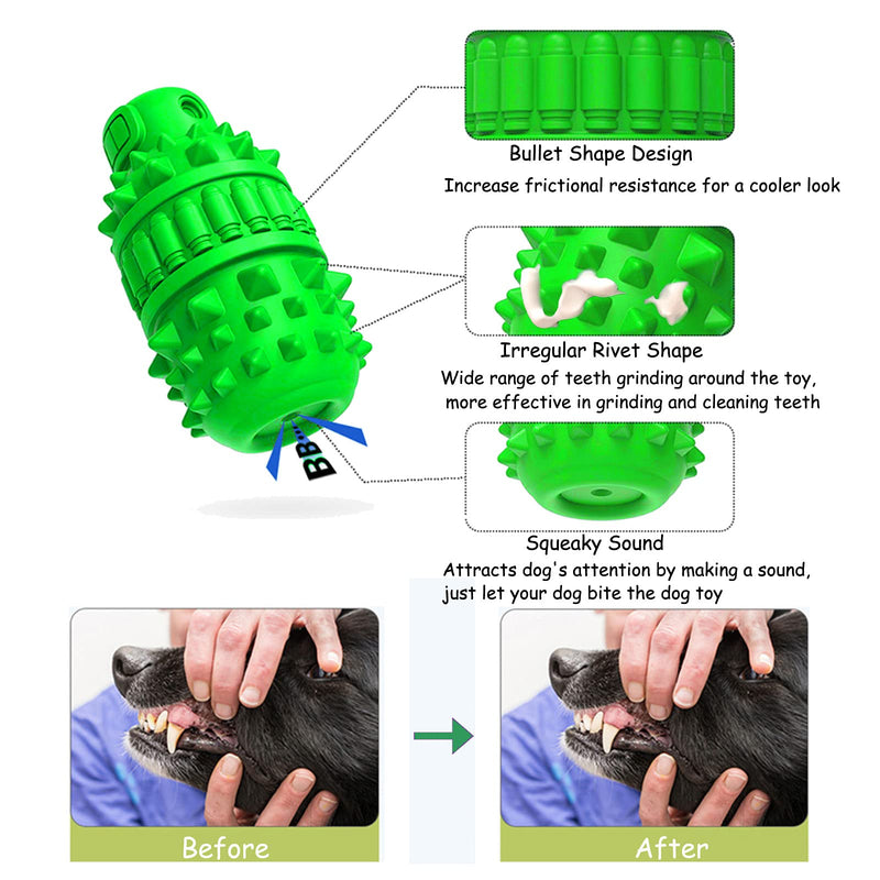 EZSMART Dog Toys for Aggressive Chewers, Durable Dental Care Dog Chew Toys Squeaky Interactive for Boredom - Medium/Large Dogs, Natural Rubber (Green) Green - PawsPlanet Australia