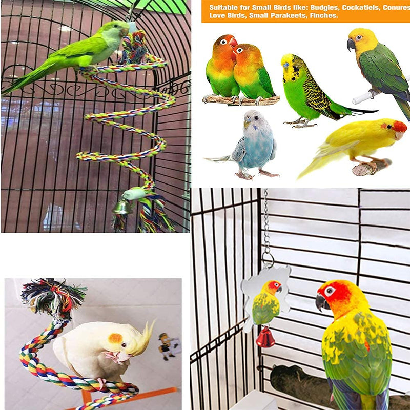 JIAYUE Bird Toys Parrot Chewing Toys, Bird Cage Accessories, Newly Upgraded Rope Bungee Bird Toys for Small Parakeets, Cockatiels, Finches, Budgie, Macaws, Parrots, Love Birds, Peony Cockatiel 9pcs - PawsPlanet Australia