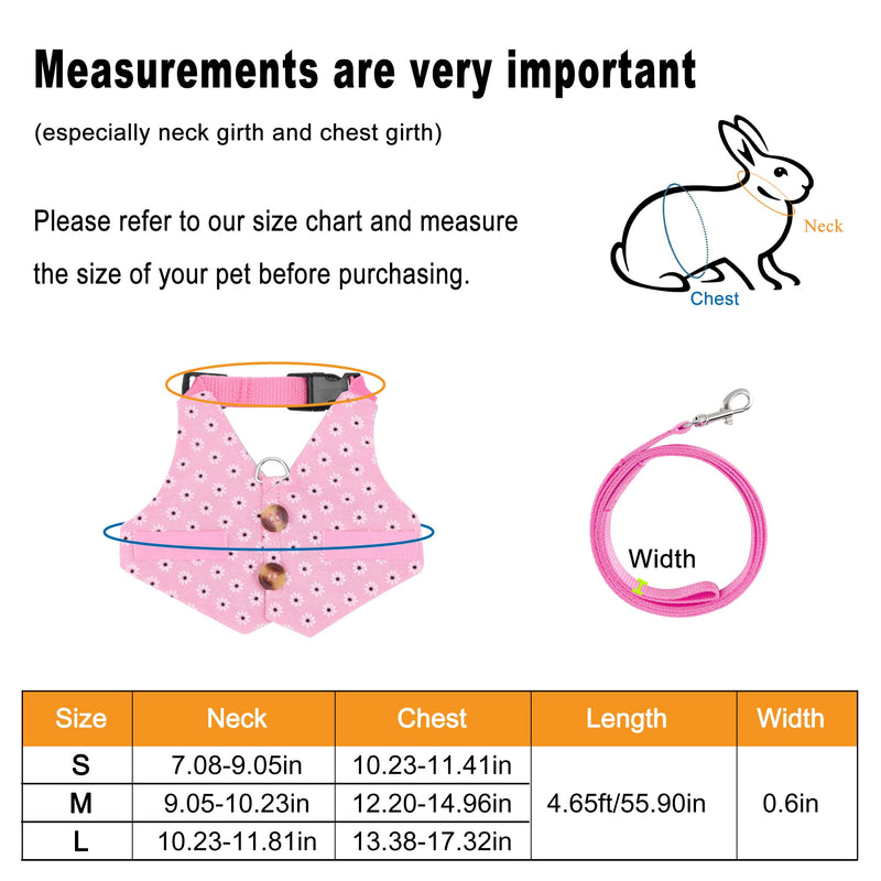 Filhome Rabbit Vest Harness and Leash Set Formal Suit Style Bunny Harness Adjustable Soft Harness with Button Decor for Rabbit Ferret Bunny Kitten Guinea Pig Small Animal Walking S Pink - PawsPlanet Australia