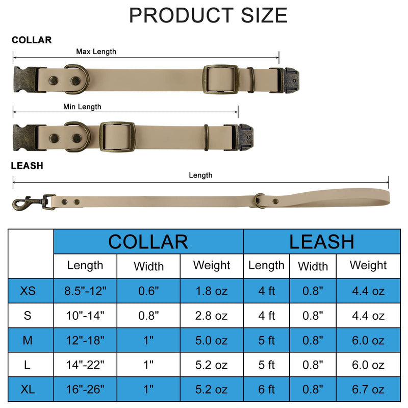 Wisedog Dog Collar and Leash Set Combo: Adjustable Durable Pet Collars with Dog Leashes for Small Medium Large Dogs, Includes a Bonus of Poop Bag Holder (S, Olive Green) S(Collar:10"-14";Lead:4 ft) - PawsPlanet Australia