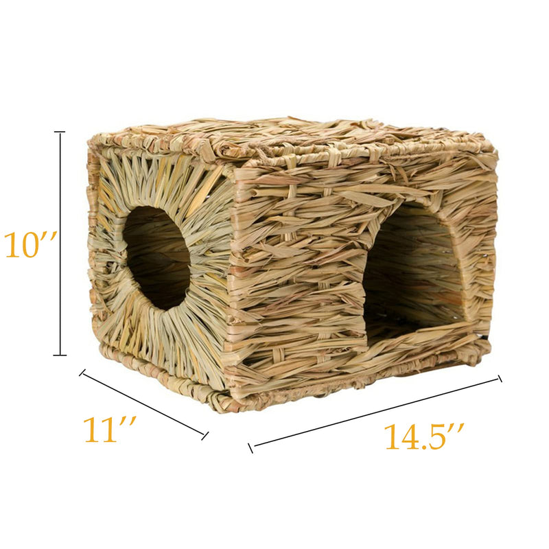 HERCOCCI Extra Large Grass House for Rabbit, Foldable & Comfortable - Small Animal Hut Play Hideaway Bed Hay Mat Chew Toy for Bunny Guinea Pig Hamster Chinchilla (1 Pack) 1 Pack - PawsPlanet Australia