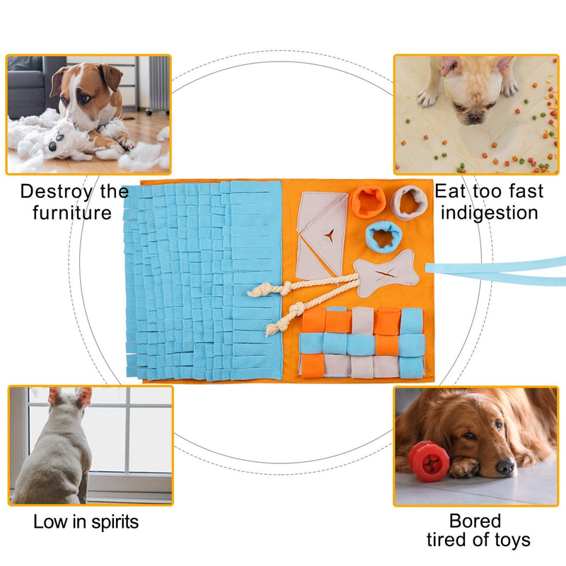 Snuffle Mat for Dogs, Slow Feeding Mat for Foraging Training, Interactive Dog Toy for Stress Release - Dog Puzzle Toys Nosework Training Distracting Training - Dog Food Mat Durable Soft Non-Slip Orange - PawsPlanet Australia