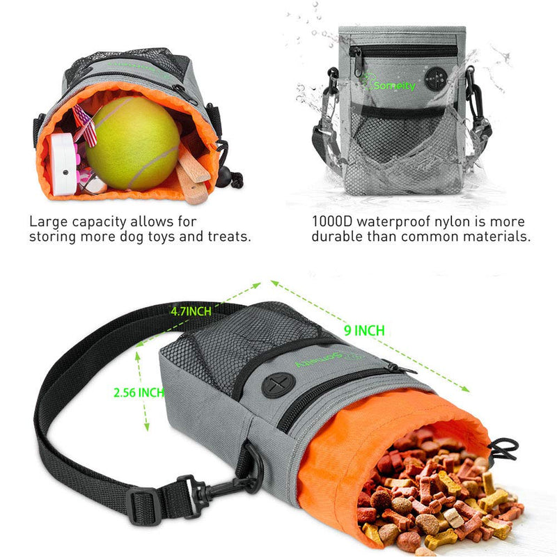 [Australia] - SOMEITY Dog Treat Pouch for Training, Built-in Poop Bag Dispenser, Easily Carries Pet Toys, Kibble and Treats, Running Waist Bag, Fanny Pack Light Gray 