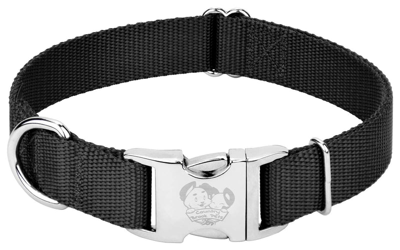 Country Brook Design - Vibrant 26 Color Selection - Premium Nylon Dog Collar with Metal Buckle Small (Pack of 1) Black - PawsPlanet Australia