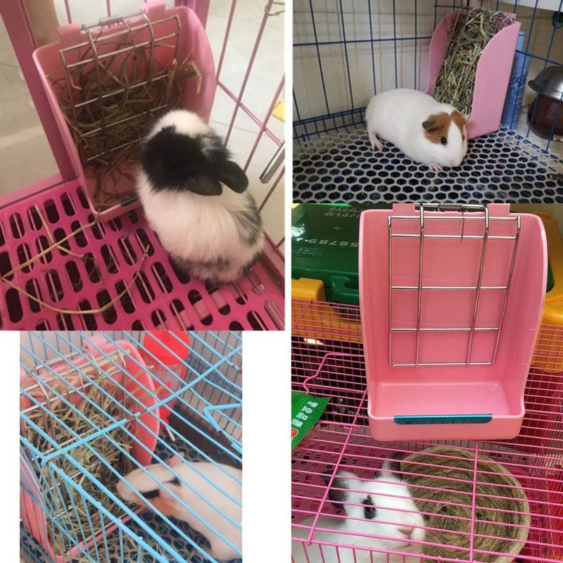 [Australia] - Wontee Rabbit Hay Feeder Rack Plastic Food Bin for Bunny Guinea Pig Chinchilla Small Animals Pink 