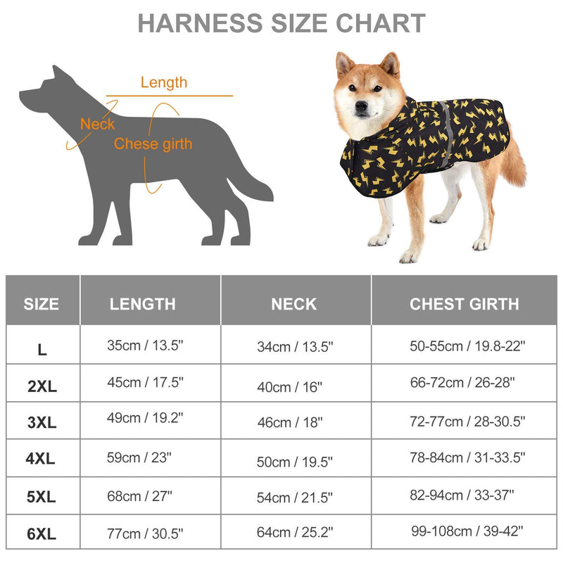 Dog Raincoat Adjustable Waterproof Hooded Slicker Lightweight Rain Poncho for Small Medium Large Dogs and Puppies Pet Jacket with Hood Reflective Comfortable Easy to Wear Walking Black Lightning - PawsPlanet Australia