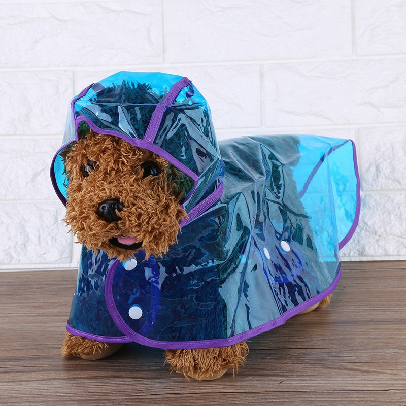 Pet Raincoat, Waterproof Transparent Jacket Dog Hood Poncho Outdoor Rain Coat(Blue L) Blue L - PawsPlanet Australia