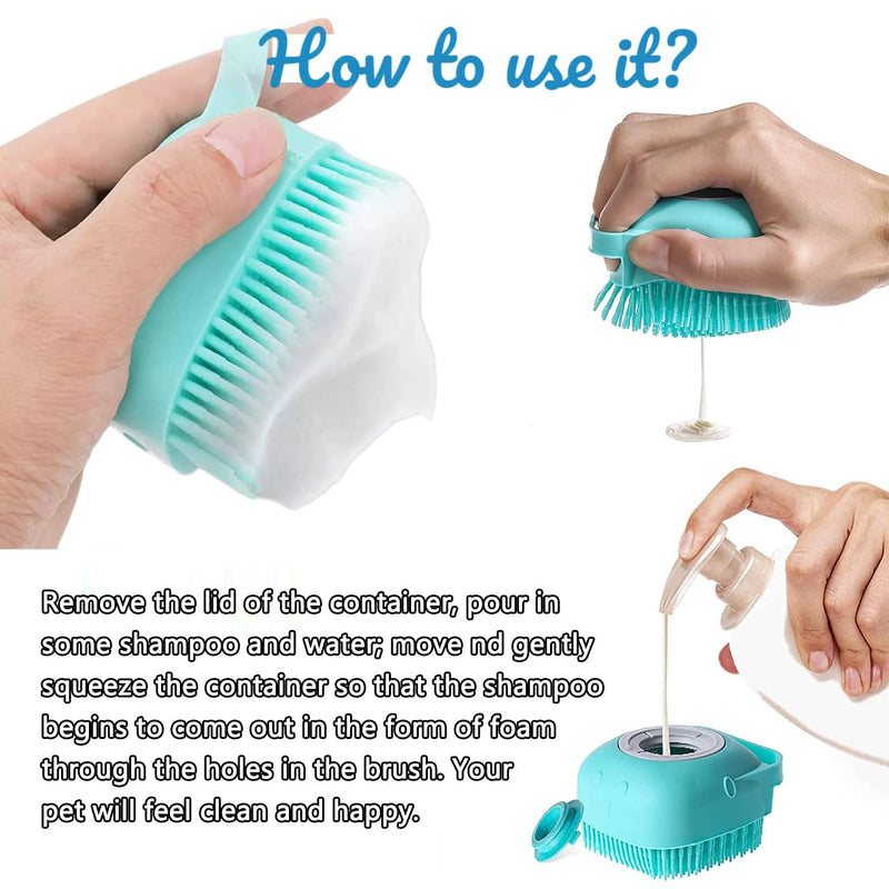 Taicols Pack of 3 pet massage brushes for dogs, shower brush silicone, super soft silicone bath brush, bath brush with shampoo dispenser for dogs, cats, silicone massage, bath brush for pet shower - PawsPlanet Australia