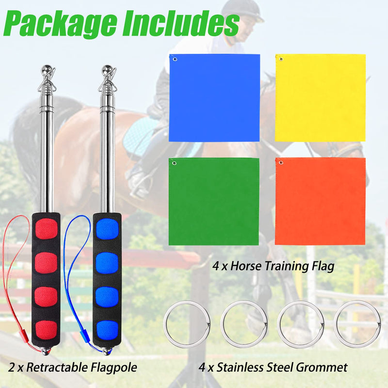 SETHVILL 4 Pcs Horse Training Flag Horse Training Equipment with 48" Telescopic Handheld Flagpoles, Portable Equestrian Nylon Training Flag for Horse Lunging Training - PawsPlanet Australia