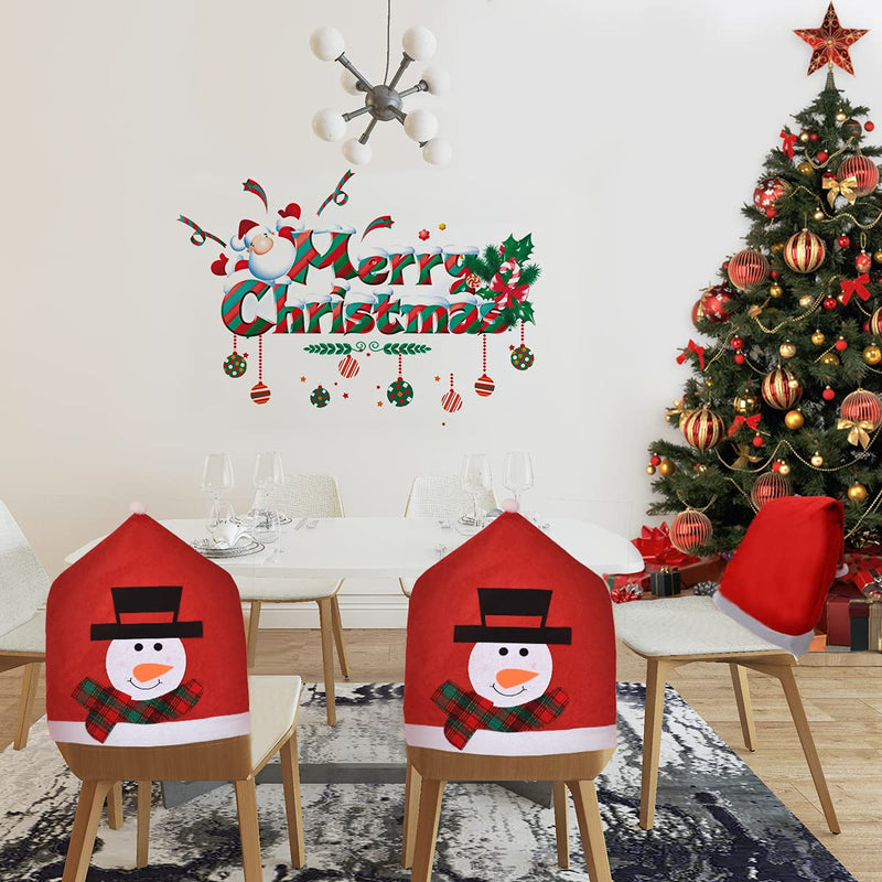 Christmas Dining Chair Slipcovers Beautiful Chair Back Covers Xmas Chair Covers Decoration for Christmas Banquet Holiday Festival Decor - PawsPlanet Australia