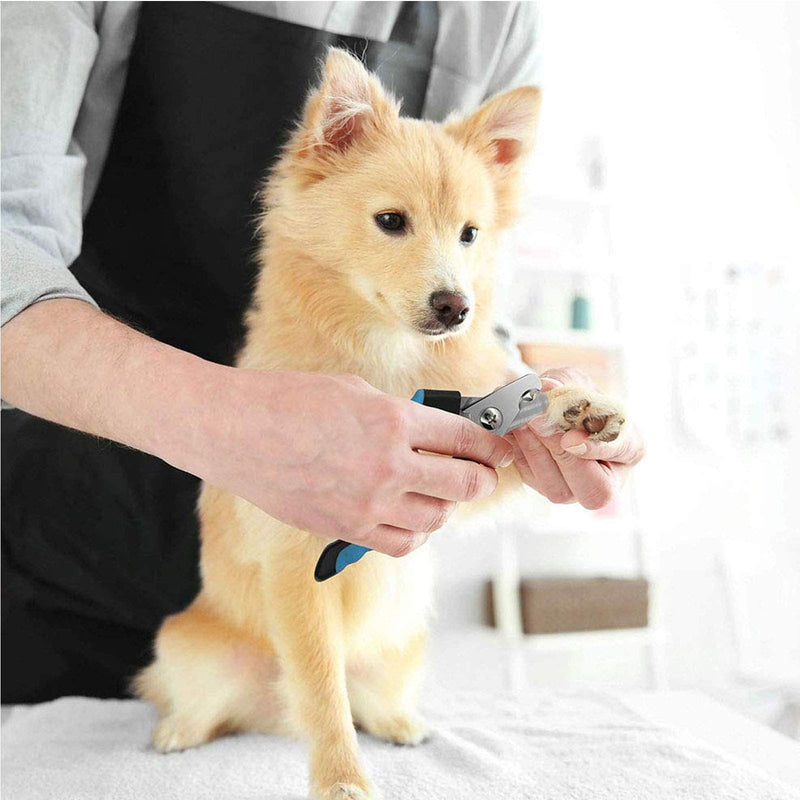 YUDOTE Pet Nails Clipper with File for Small Medium Large Dogs and Cats Claws Trimming,Stainless Steel Blade with Protective Guard and Safety Lock for Easy Home Clipping 16cm long,5cm wide Blue - PawsPlanet Australia