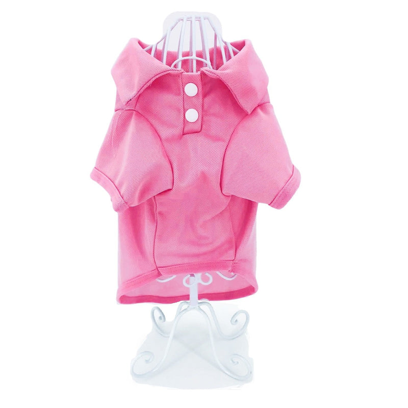 Cute Puppy Cat Dog Polo Shirt T-Shirt Solid Clothes Apparel for Small Pet M: Length - 14" Pink Light - PawsPlanet Australia