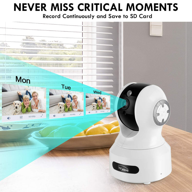Wyave Indoor Baby/Pet Monitor and Home Security Camera,Works with Alexa,Free 32GB SD Card,Support Pan/Tilt,1080P HD Video,Motion/Sound Detection,2-Way Audio 1080P Pan/Tilt - PawsPlanet Australia