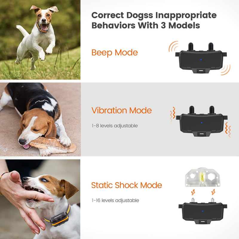 [Australia] - IOKHEIRA Dog Training Collar with Remote for Large Dogs Waterproof Dog Shock Collar Rechargeable with Shock Beep Vibration Modes and up to 1800Ft Range for Small Medium Large Dogs 