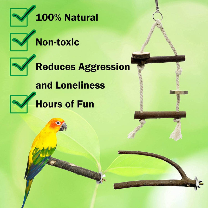 GIONAR Bird Parrot Perch Stand Sets Small Bird Parakeet Stand Toys, Natural Wood Fork Perch Rod Stand Bird Cage Accessories for Pet Budgies Cockatiels Conure Lovebirds 10 PCS 10pcs - PawsPlanet Australia