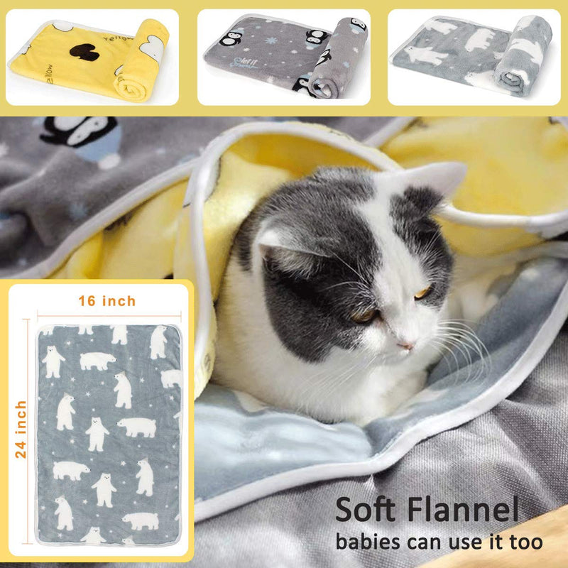 3 Pack Pet Blankets, Dog Blankets, Cat Blankets, Super Soft Warm Flannel Pet Throw Pet Sleep Mat Pad Bed Seat Cover for Kitties, Small Dogs, Small Animals (25.6 x18 inch) - PawsPlanet Australia